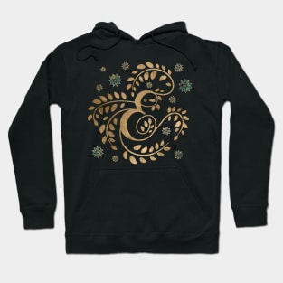 Luxury Golden Calligraphy Monogram with letter E Hoodie